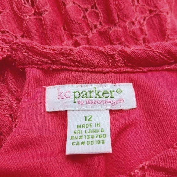 KC Parker Pink Eyelet Lace Teired Dress, Size 12 - Picture 9 of 10